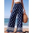 thumbnail image 2 of Wrongduck Womens Pants Elastic Waist Floral Lightweight Palazzo Pants for Women Casual Lounge Wide Leg Pants Woman, 2 of 7