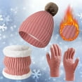 thumbnail image 2 of Bibifish Womens Hat Gloves Scarf Sets 3 Pc Lined Classic Cable Knitted Beanies Hat Touchscreen Gloves And Long Scarves For Cold Weather, 2 of 3