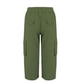 thumbnail image 4 of GXIPO Active Women's Cargo Capri Pant with Pockets Fashion Lightweight Woven with Drawstring Dark Green 3XL, 4 of 8