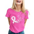 thumbnail image 3 of Womens T Shirts Breast Cancer Printed Short Sleeve Loose Tee Tops Pink Oversized Blouses XXL, 3 of 6