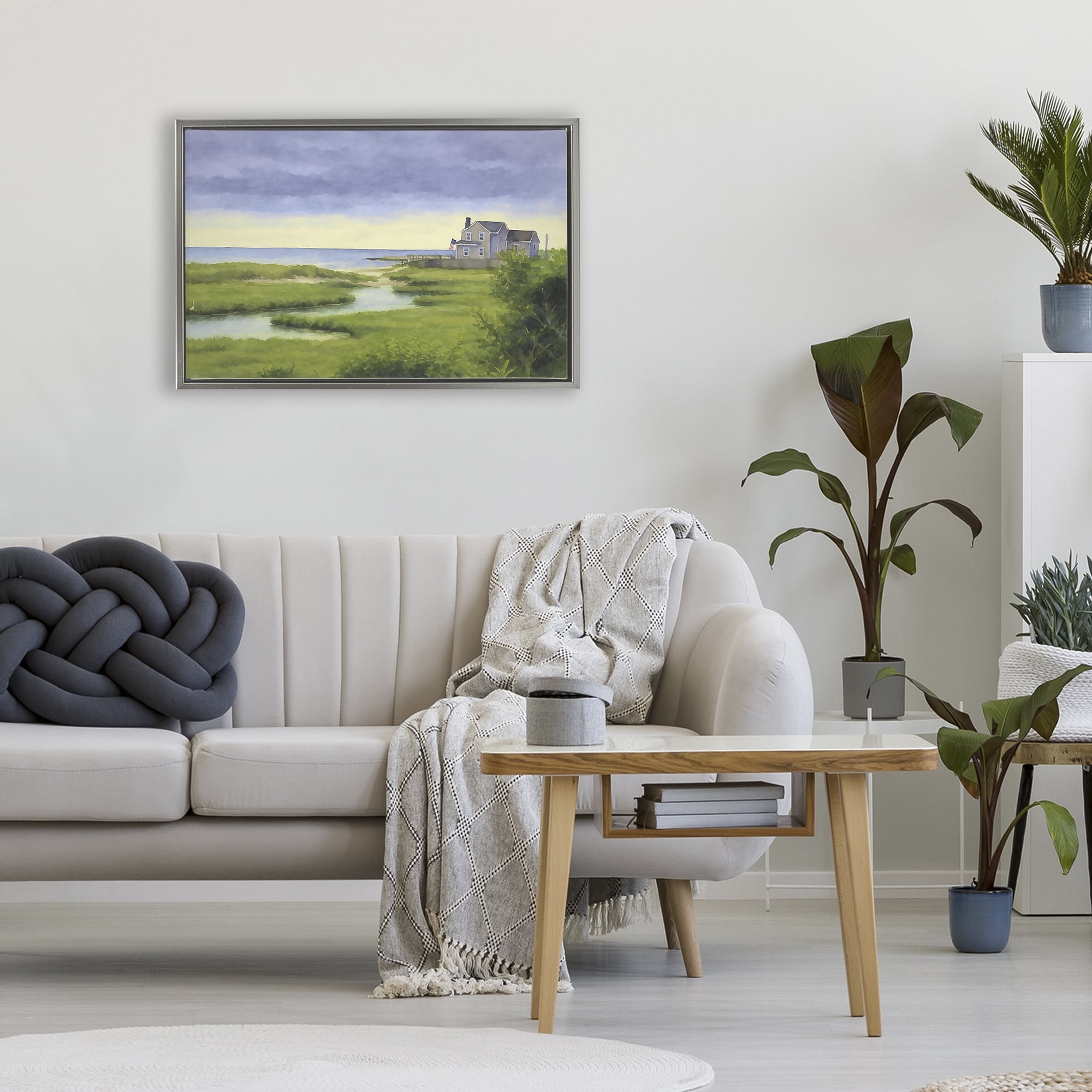 Stupell Industries Marshside Serenity on Cape Gray Framed Floater Canvas Wall Art, design by Grotto Studios