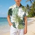 thumbnail image 2 of Ulanda Boys Hawaiian Shirts Casual Summer Short Sleeve Button Down Aloha Dress Beach Tee Tops Kids Hawaii Shirts for 5-14 Years (Green, 9-10 Years), 2 of 7