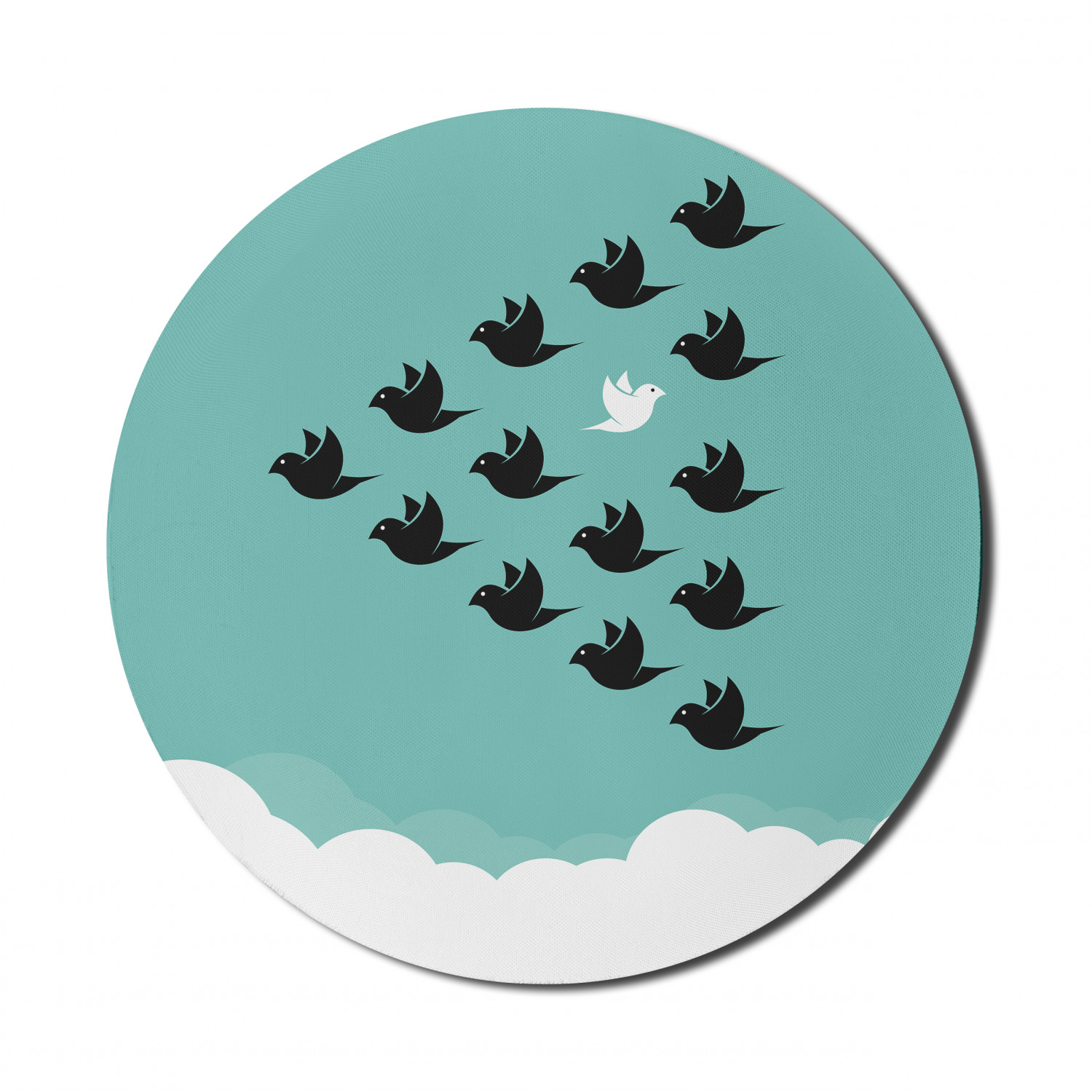 Birds Mouse Pad for Computers, Flying Bird Silhouettes over Clouds ...