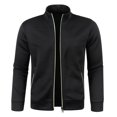 thumbnail image 2 of Men's Full Zip Up Sweatshirt Without Hood Fall Fashion Jackets Zipper Mock Neck Coat Casual Long Sleeve Top With Zipper Pockets Black XL, 2 of 4