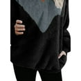 thumbnail image 4 of VSNOW Women Tops Fluffy Color Block Loose Pullover Sweatshirt, 4 of 4