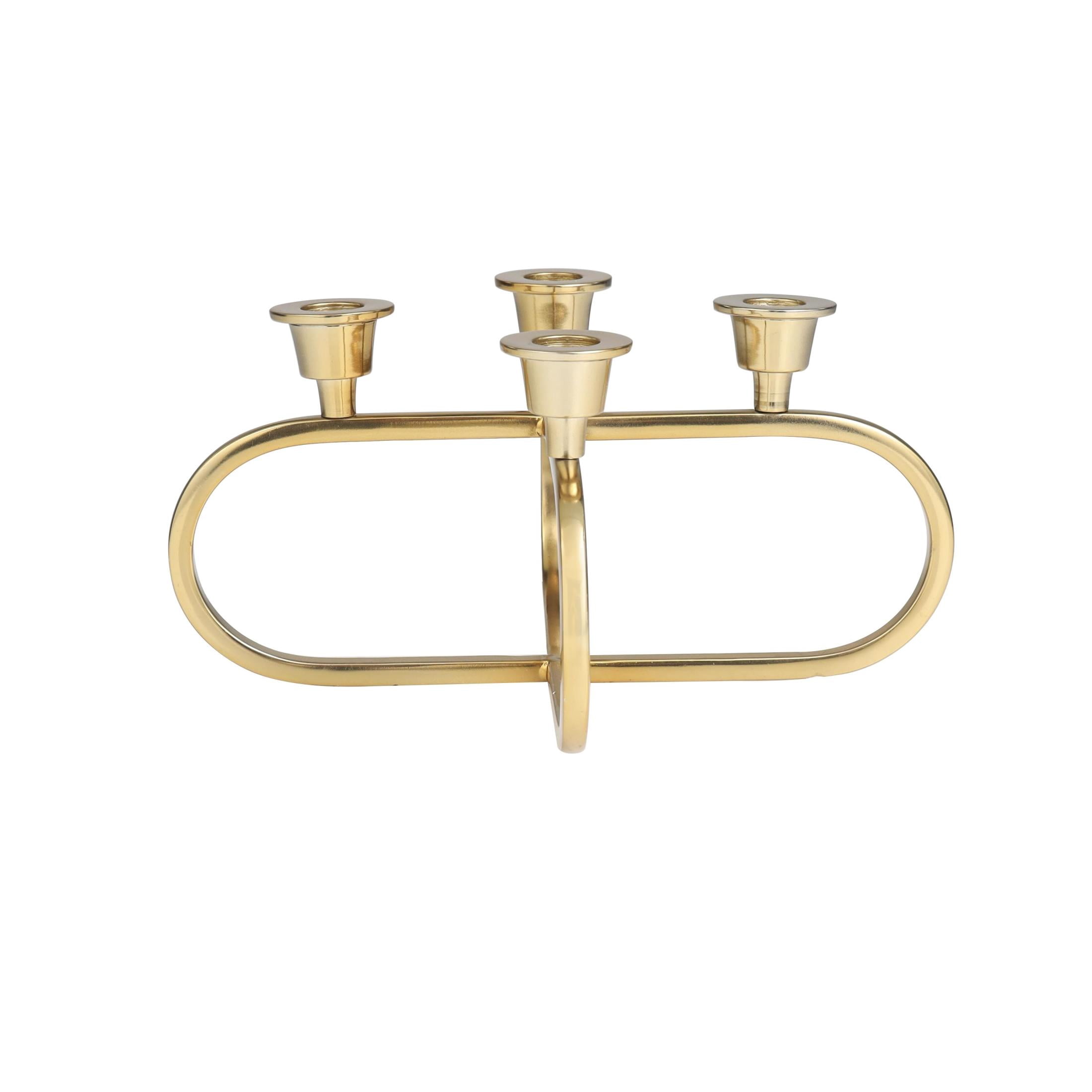 CosmoLiving by Cosmopolitan 4 Holder Gold Stainless Steel Metal Geometric Overlapping Oval Candelabra