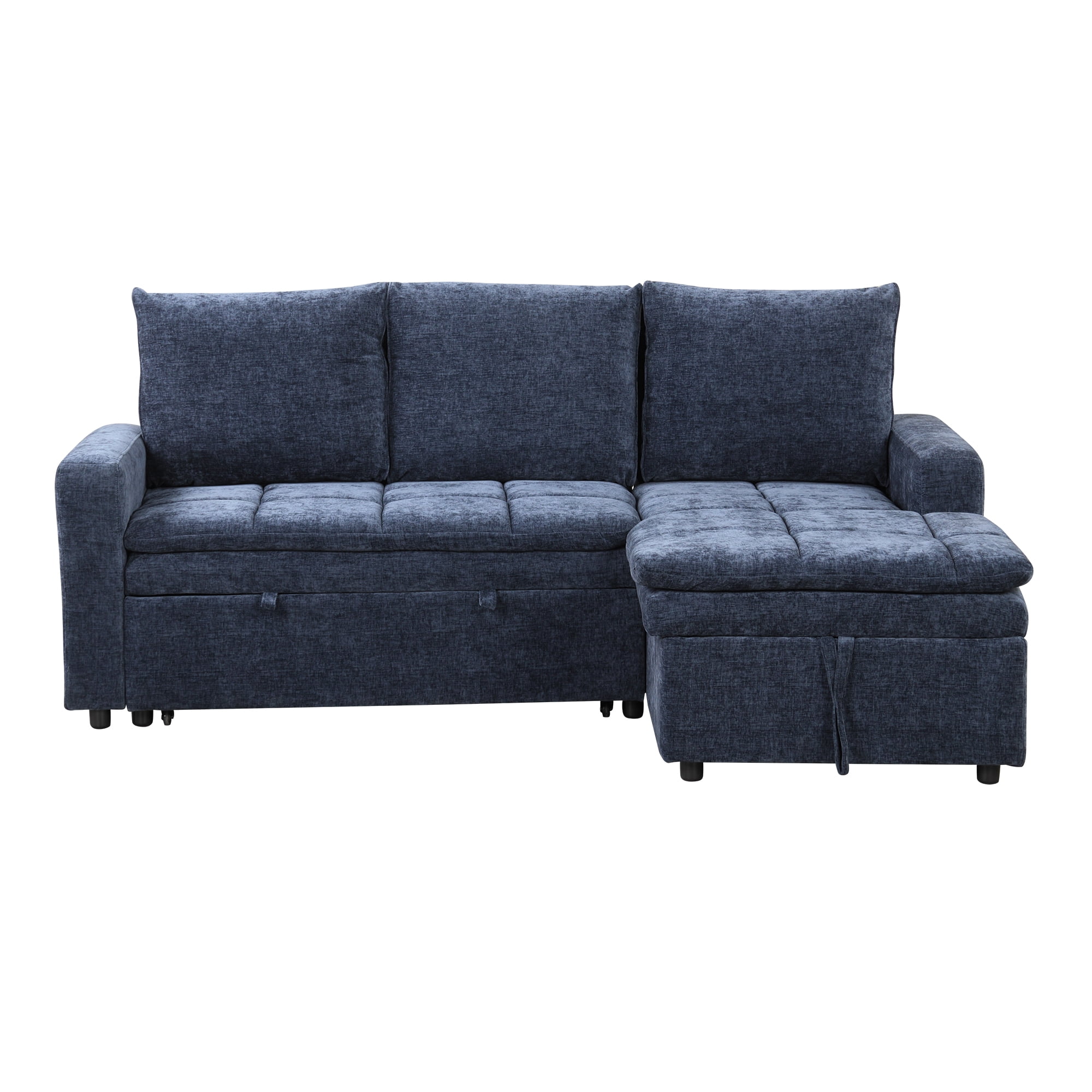 Euroco Soft Upholstered Sectional Sofa Bed with Storage Space, Suitable for Living Rooms and Apartments