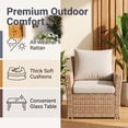 thumbnail image 5 of POTEBAN Patio Wicker Furniture Set, 4-Piece Wicker Outdoor Conversation Set with Coffee Table, Yellow Rattan Sofa Set for Balcon, Backyard, Beige, 5 of 7