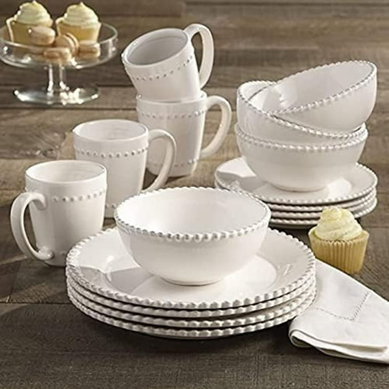 American Atelier Modern Dinnerware Set, 16-Piece, Round, White