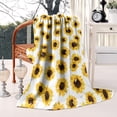 thumbnail image 2 of White Sunflower Pattern Blanket,Comfortable Soft Flannel Throw Blanket,All Season,Warm Lightweight Blankets for Sofa Bed Couch Living Room Chair,50"x60", 2 of 4