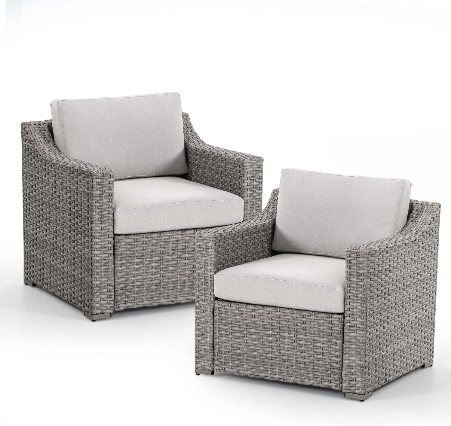 Howcool Set of 2 Outdoor Wicker Patio Club Chairs with Cushions