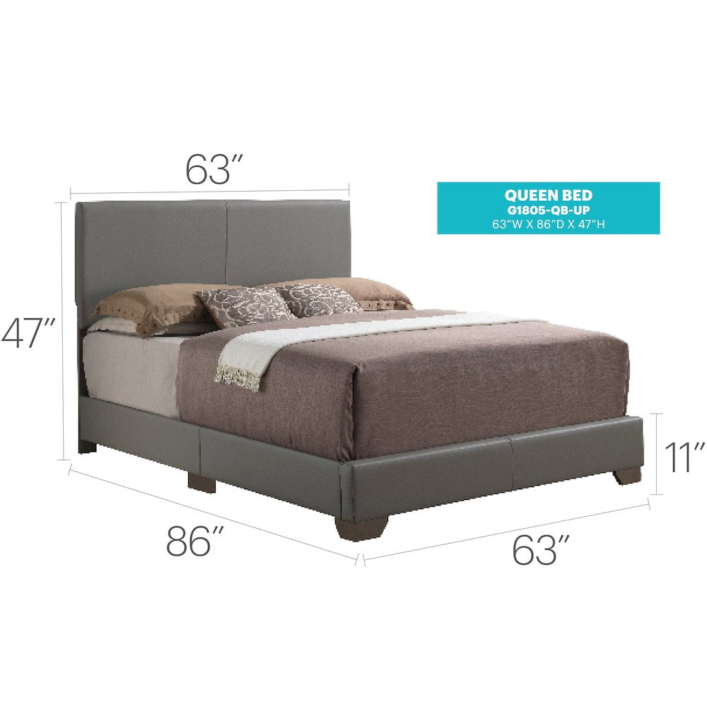 Glory Furniture Aaron Full Bed in Light Grey Color