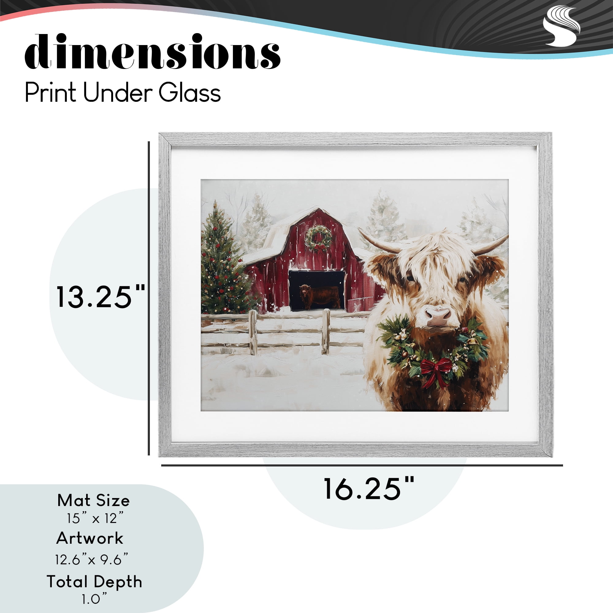 Stupell Industries Snowy Farm Scene Cattle Gray Framed Print Under Glass, design by Acorn & Ivory Designs