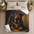 thumbnail image 5 of Regal Rottweiler Portrait Dog, Cozy Pet Portrait Pattern, Warm Flannel Blanket for Living Room and Bedroom with Detailed Artwork, Dog Lovers Just Because Gift, Pet Lover Home Decor, 5 of 9