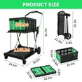 thumbnail image 3 of Foldable Shopping Cart with Wheels, 2-Tier Grocery Cart with Removable Storage Basket, Heavy-Duty Portable Utility Cart for Supermarket, Home, Office,Green, 3 of 7