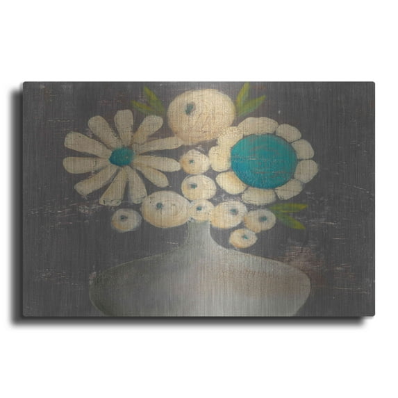 Luxe Metal Art 'Crackled Bouquet I' by Sue Jachimiec, Metal Wall Art, 16"x12"