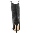 thumbnail image 4 of Lauren Lorraine Layla Suede Rhinestone Peep Toe Cowboy Prom Stiletto Dress Boots (Black, 5.5), 4 of 4