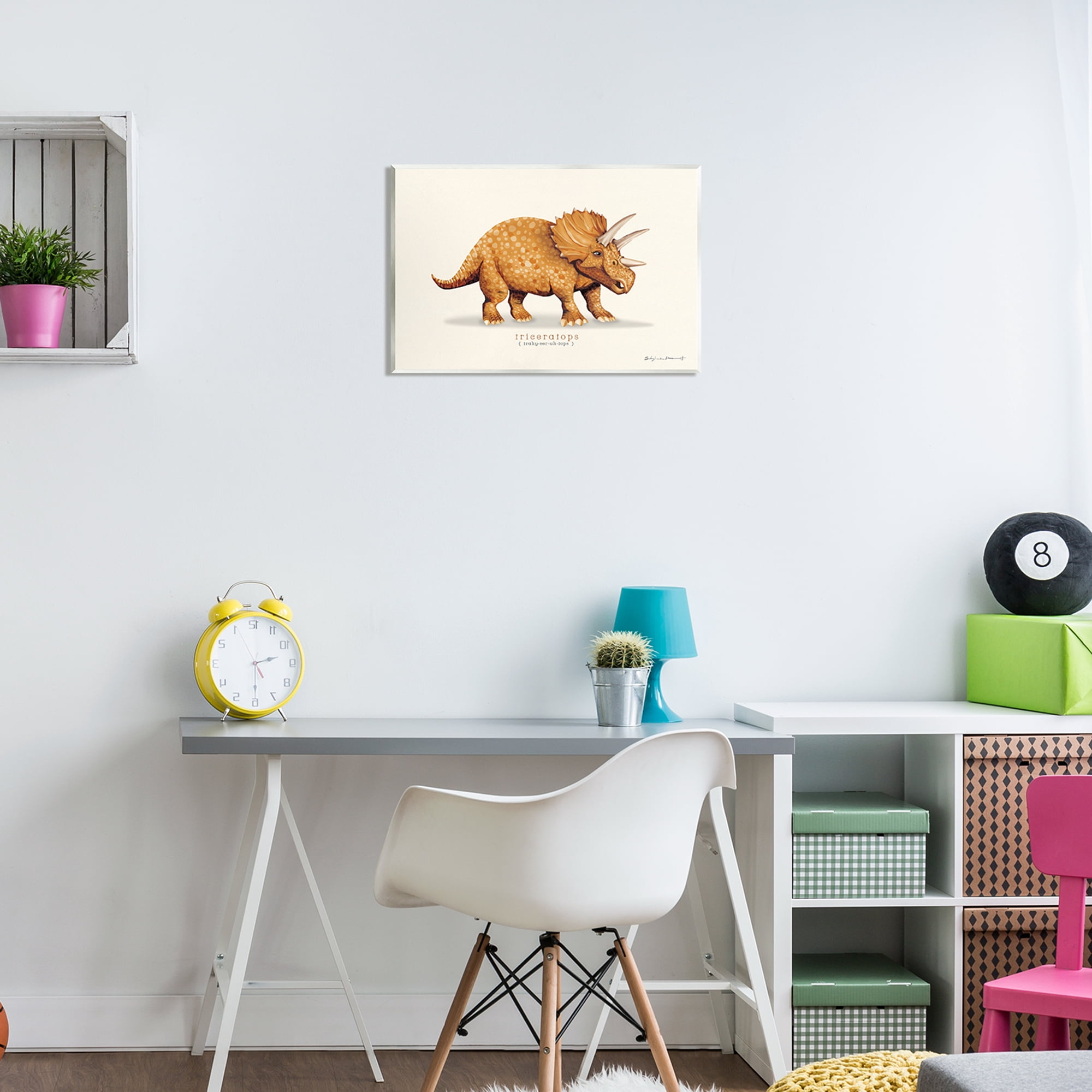 Stupell Informative Triceratops Dinosaur Animals & Insects Painting Wall Plaque Unframed Art Print Wall Art