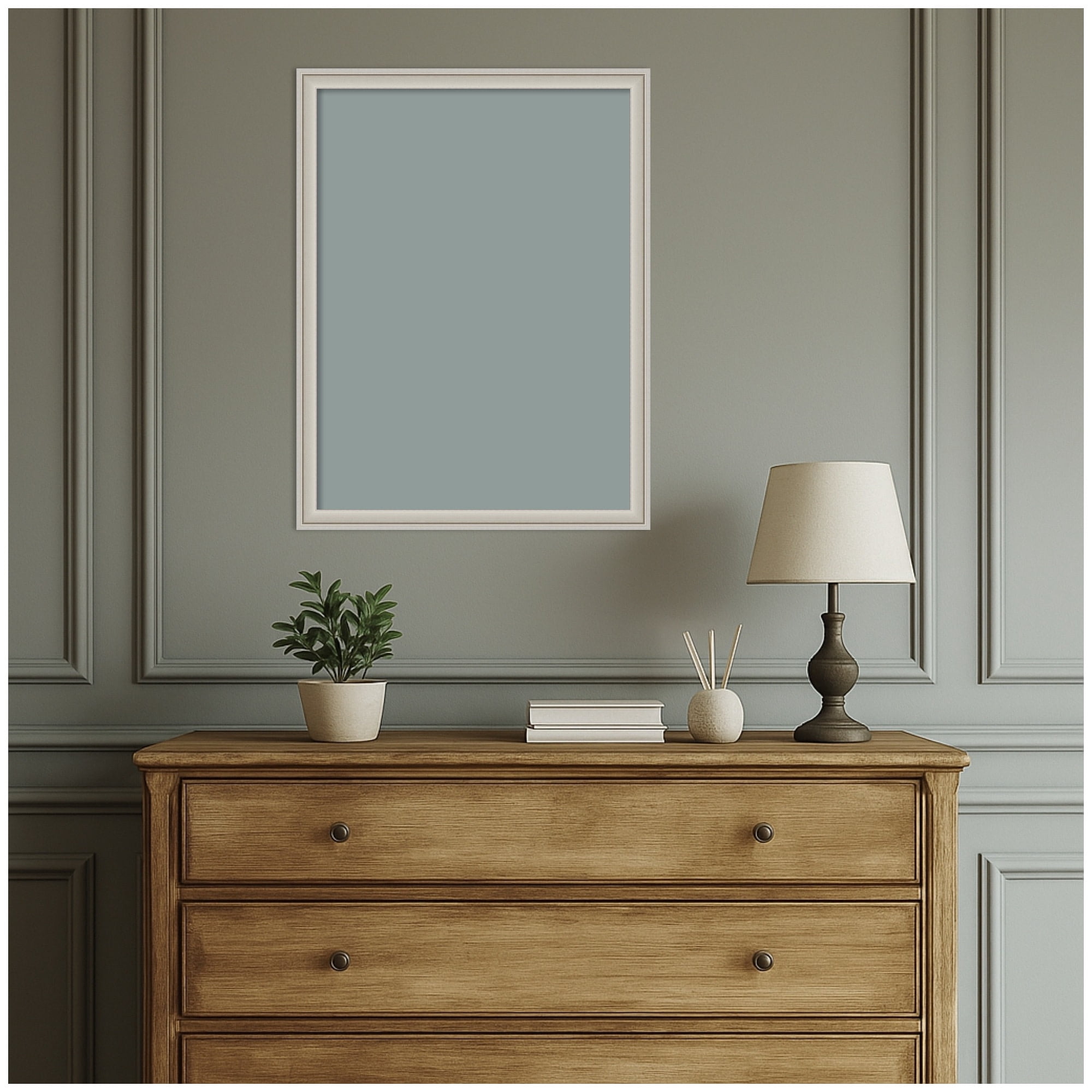 Kate and Laurel Framed Fabric Pinboard 20 x 26,  Printed Linen Classic Bulletin Board for Use as a Vision Board or Wall Organization, Florence Silver Frame