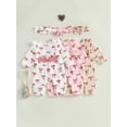 thumbnail image 3 of Suealasg Baby Girls Rompers Bowknot Print Round Neck Long Sleeve Bodysuits + Headband Infant Girls Fall Clothes 0-12 Months, 3 of 9