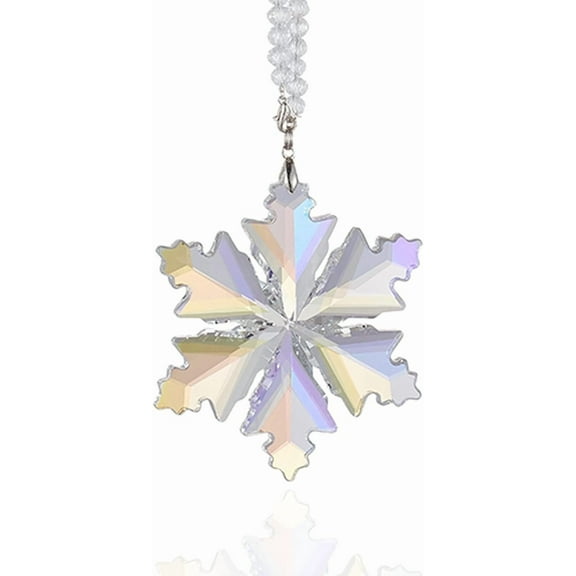 Colgante de espejo retrovisor de coche con copo de nieve de cristal, adorno colgante de coche, colorido