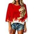thumbnail image 2 of Warop 3/4 Sleeve Top for Women Fashion World Cup Print Crewneck Blouses Casual Loose Fit Shirts, 2 of 7