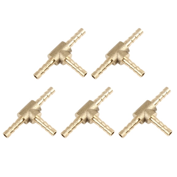 Unique Bargains 4mm Hose Barbed 3 Way Tee Connector Thread Joiner Adapter for Fuel Air Water Gas Oil Pipe 5pcs