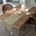 thumbnail image 4 of Gerring Nordic Jacquard Blue Table Runner Geometric Tassel Green Tea Table Flag Modern Elegant Table Runners For Dining Table, 4 of 7