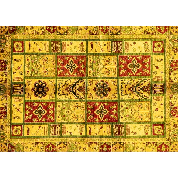 Ahgly Company Indoor Rectangle Abstract Yellow Modern Area Rugs, 7' x 9'