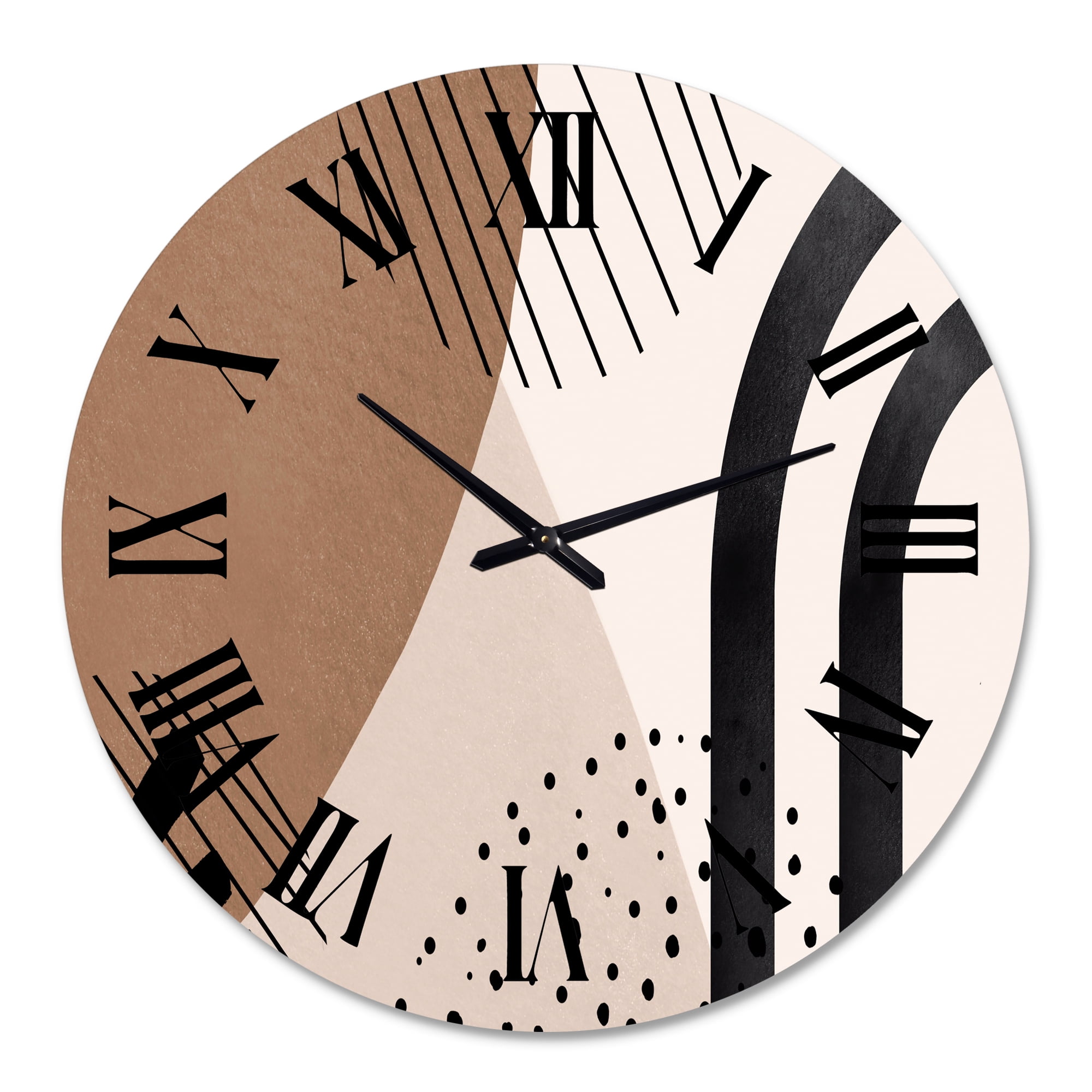 Designart 'Abstract Shapes In Terracotta And Ivory Shapes I' Modern Wall Clock