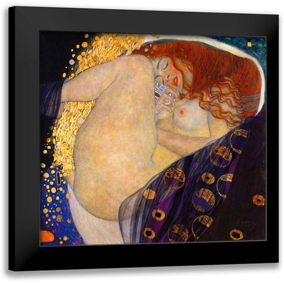 Klimt, Gustav 13x12 Black Modern Framed Museum Art Print Titled - Danae 1908