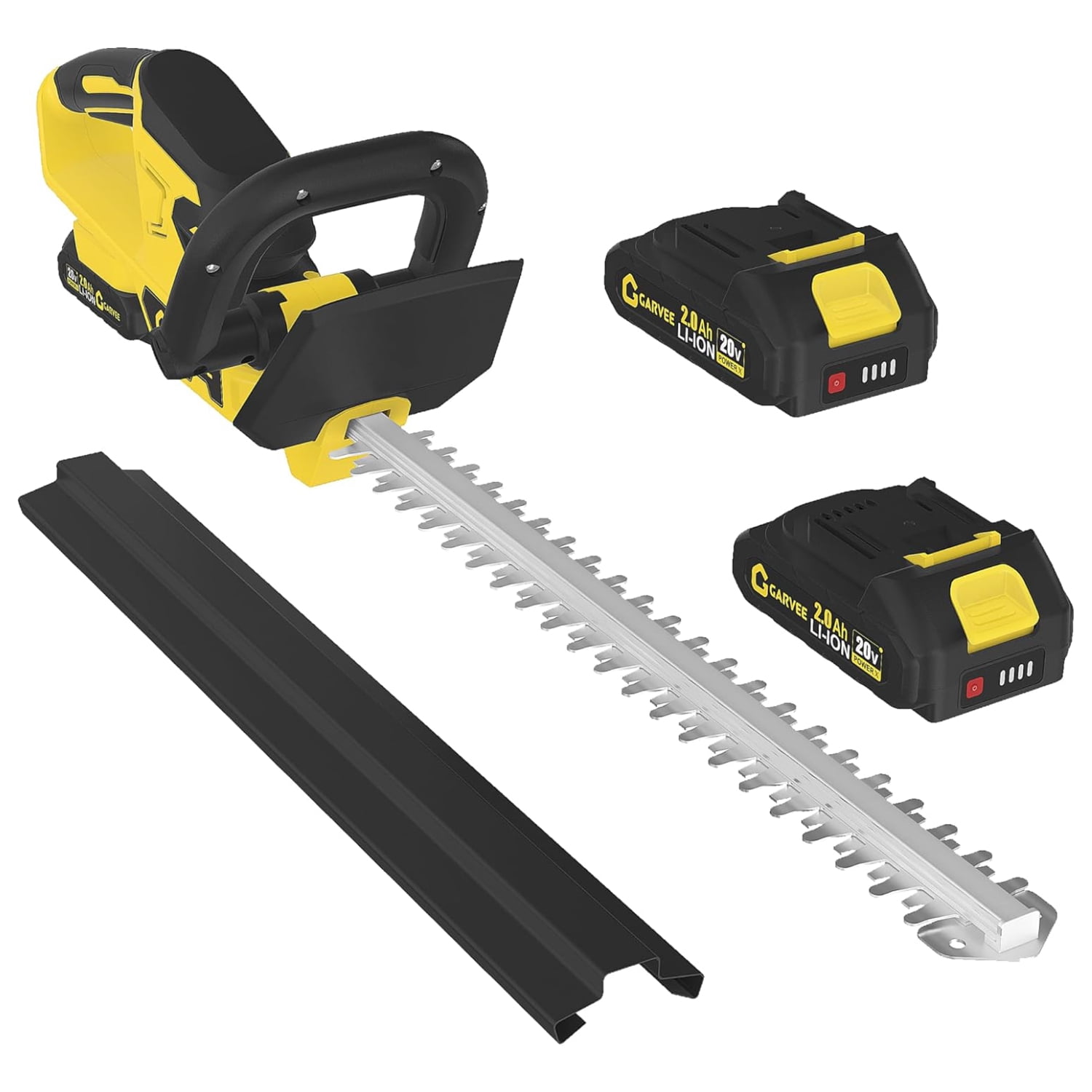 Garvee Cordless Hedge Trimmer, 20V Electric Handheld Hedge Cutter with 2x2.0Ah Battery and Charger for Gardening, Lawns, Yellow/Black