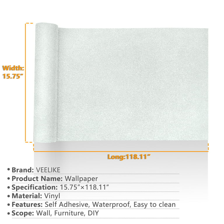 VEELIKE Silver Stainless Steel Contact Paper 15.7''x708''(40cm×18m)