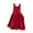 Red, variant on Bxsruta Back Button Suspender Dress for Girls, Pocketed Denim-Style Linen Blend Sundress for Spring and Summer Daily Wear
