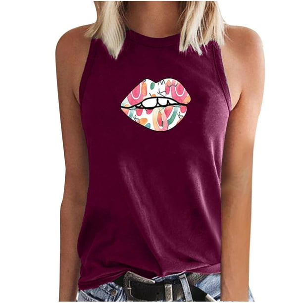 Moda casual mujer sin mangas impreso damas o-cuello tops chaleco camiseta Pompotops lopia989900