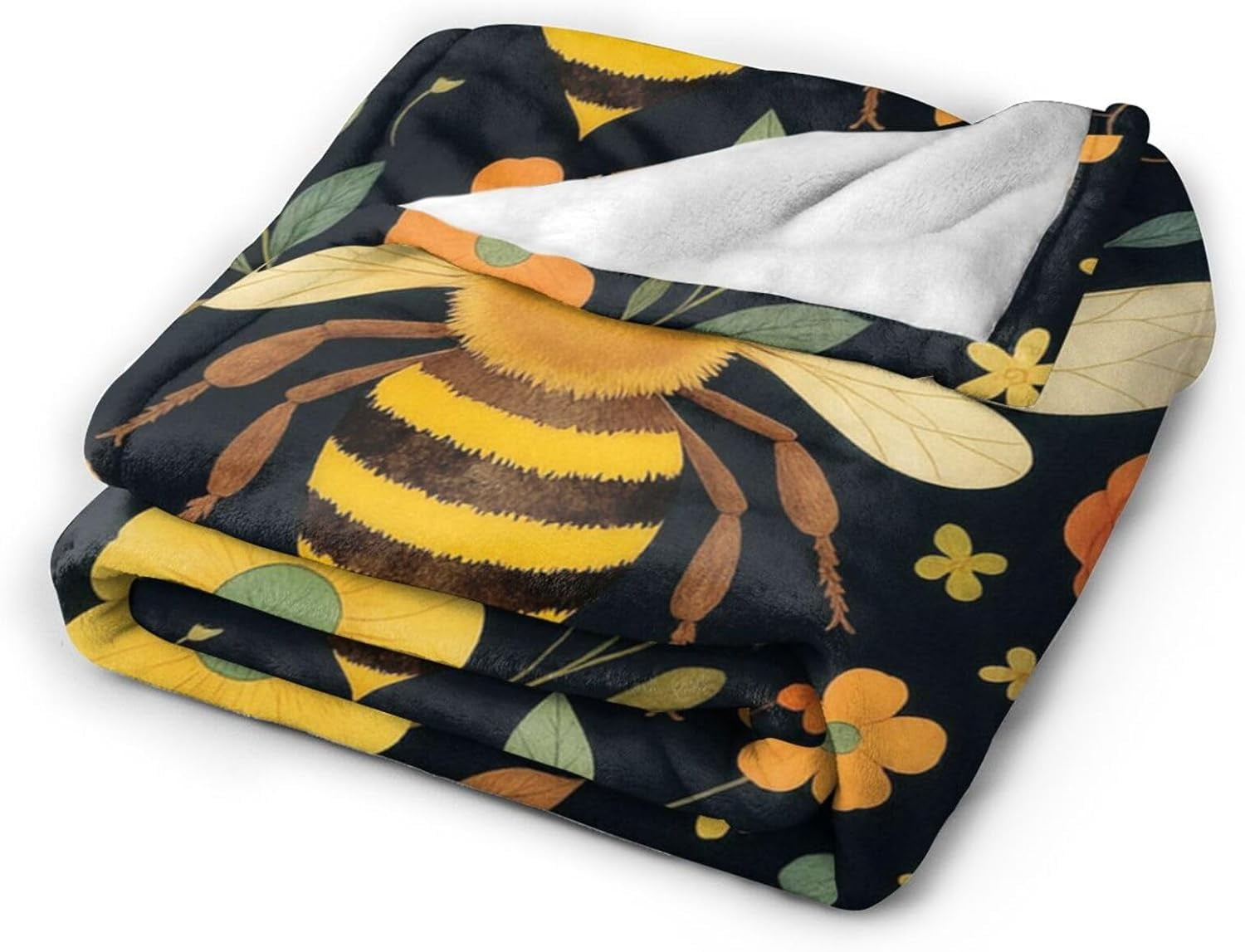 Bee Blanket Gifts for Women Women Bee Flower Blanket Soft Flannel Cozy Fleece Fuzzy Plush Warm Bedding Stuff for Users Adults 60 x 80 Inch