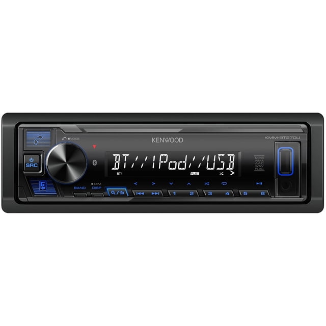 KENWOOD KMM-BT270U Bluetooth Digital Media Car Stereo Receiver with USB Port – AM/FM Radio, MP3 Player, High Contrast LCD, Detachable Face Plat