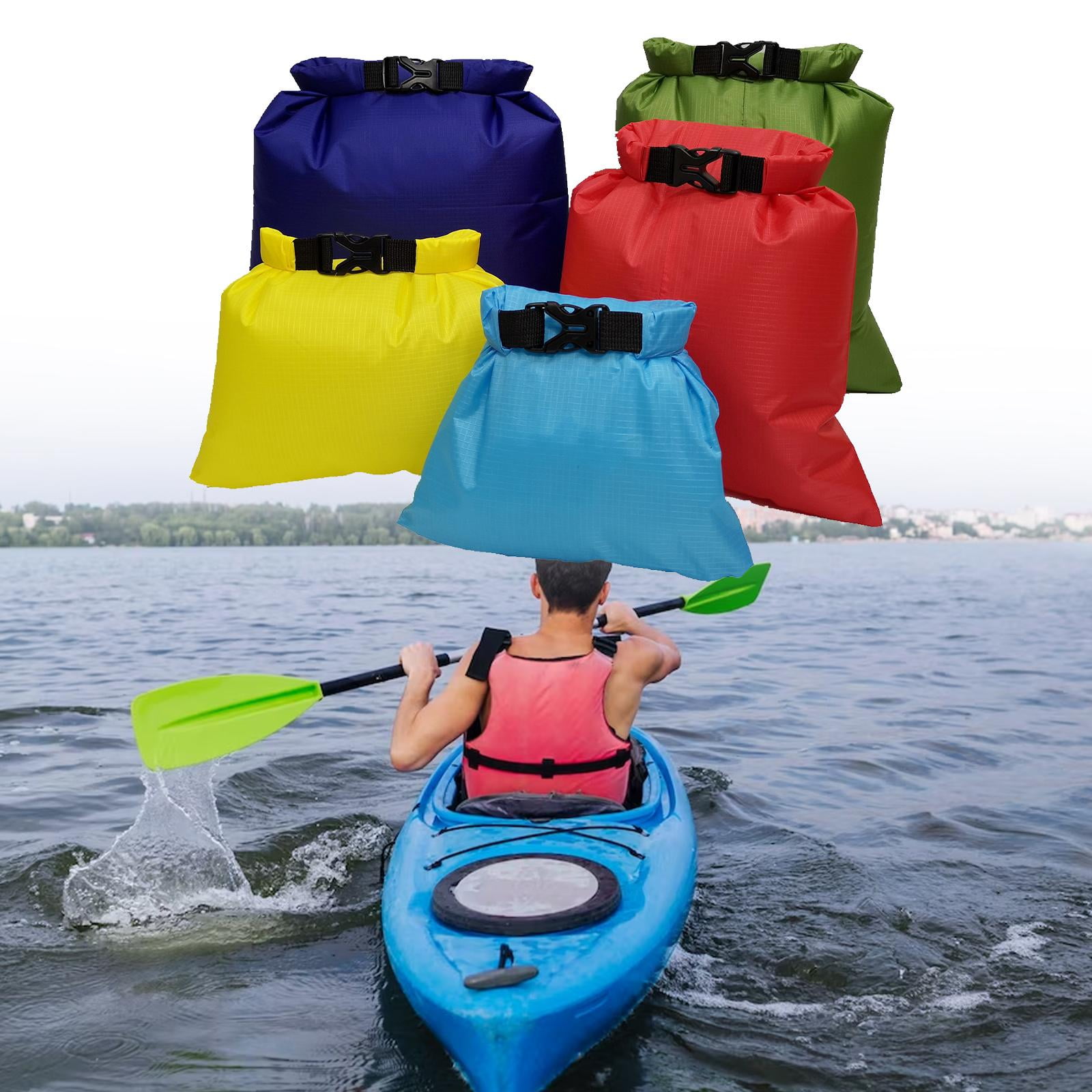 harayaa 5 Pieces Dry Bag Marine 1.5L 2.5L 3.5L 4.5L 6L Portable Multifunctional Multiple Style D