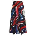 thumbnail image 5 of Women's 4th of July American Flag Maxi Skirt – High Waist A-Line Ruched Dress with Stars & Stripes Print, Summer 2025 Casual Party Skirt, 5 of 5