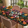 thumbnail image 3 of Colorful Mexico Table Cloths for 8 Foot Rectangle Tables, Modern Abstract Flowers Leaf Orange Green Patio Waterproof Elastic Fitted Tablecloths, Washable Rectangular Table Cover for Camping, 3 of 8