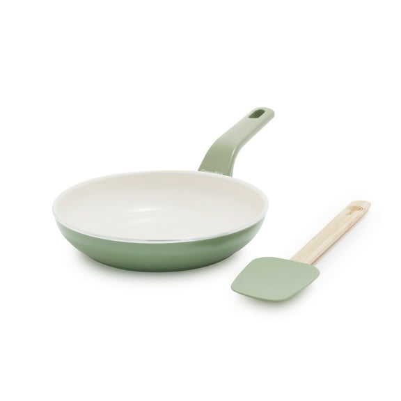 GreenPan Essence 8″ Ceramic Nonstick Frypan with Spatula, Dishwasher Safe, Oven Safe, Sage Green​