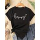 thumbnail image 1 of Letter Print T-shirt, Short Sleeve Crew Neck Casual Top for Summer & Spring, Women's Clothing, 1 of 6