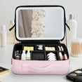 thumbnail image 6 of LED Lighted Makeup Organizer Bag with Travel Mirror | 3 Lighting Modes | Large Capacity Cosmetic Case | 10.23x9.44x4.72 Inches | Portable Handheld Cosmetic Bag for Women, 6 of 9