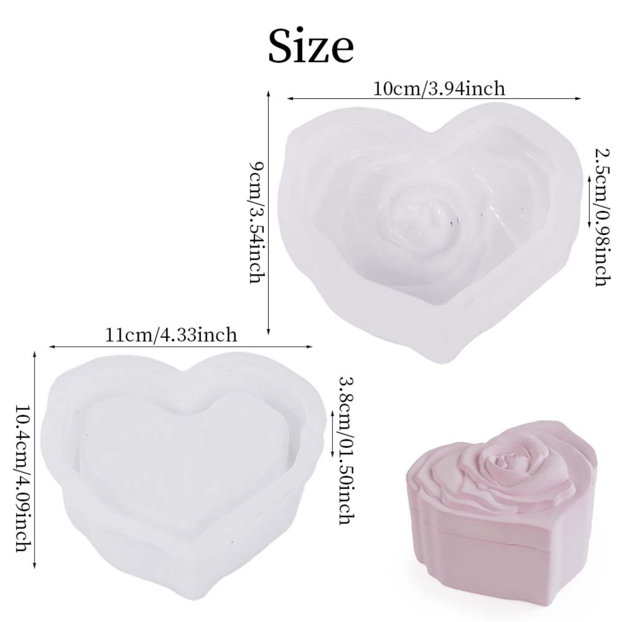 Heart Jars Resin Molds with Lid, Epoxy Molds Silicone for Storage Bottle,Candle Holder,Jewelry Trinket Container, Epoxy Casting Craft, Gifts