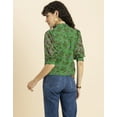 thumbnail image 3 of MoomayaWomens PrintedTurtle Neck Top,Cuffed QuarterSleeves Summer Chic Tops, 3 of 7