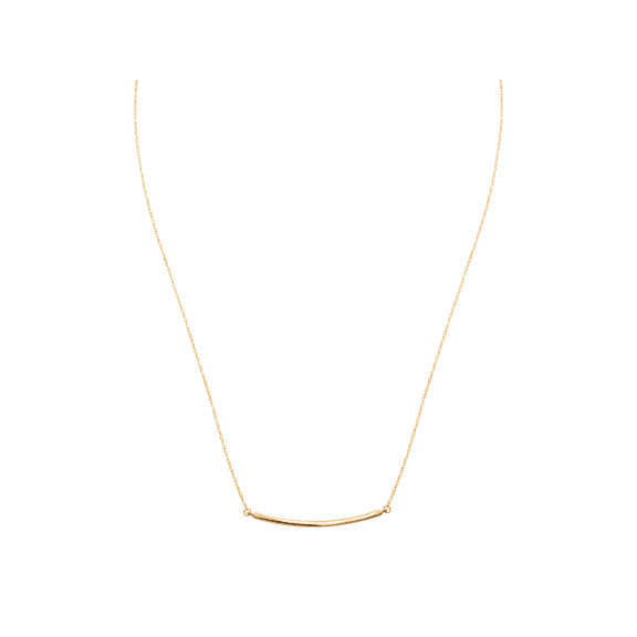 Women's Welry Curved Bar Pendant Necklace in 14kt Yellow Gold, 16" 2"
