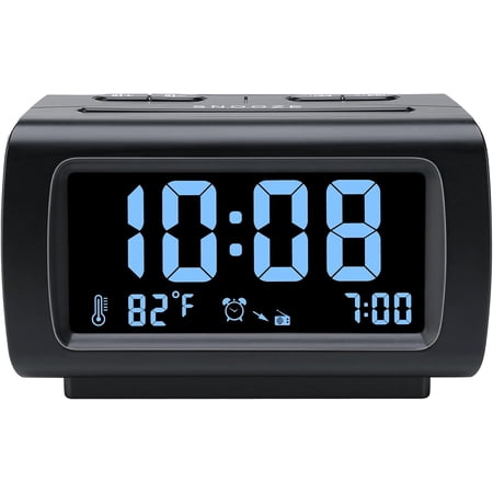Alarm Clock Radio – Bedside FM, Large Numbers, Dimmer, USB, Battery Backup, Sleep Timer, Temp, Volume, Snooze