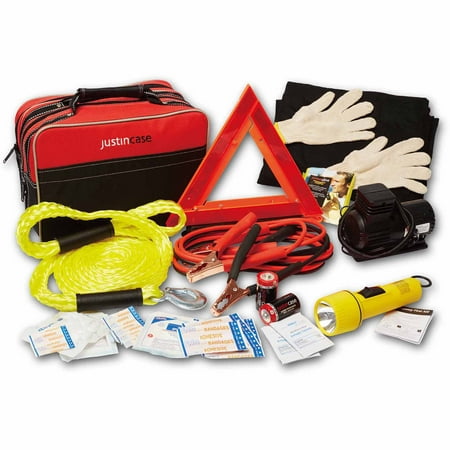 Justin Case Premium Travel Pro Auto Safety Kit (Best Roadside Emergency Car Kit)