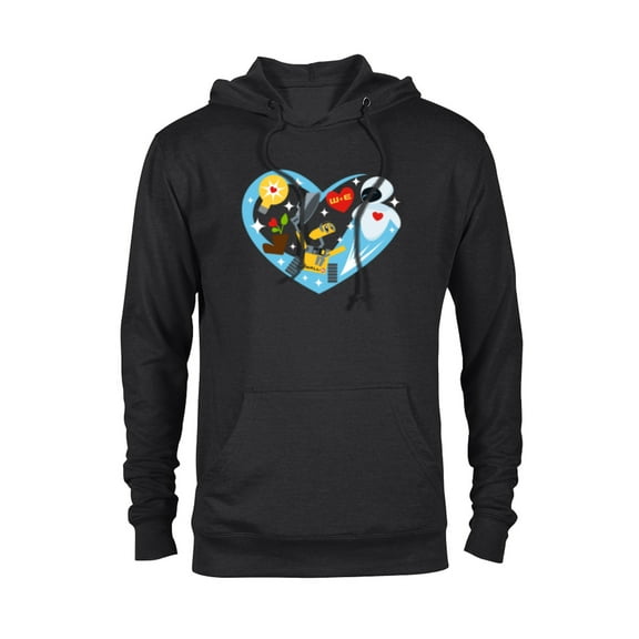 Disney and Pixar’s Wall-E and Eve Heart Valentine’s Day - Pullover Hoodie for Adults – Customized-Black