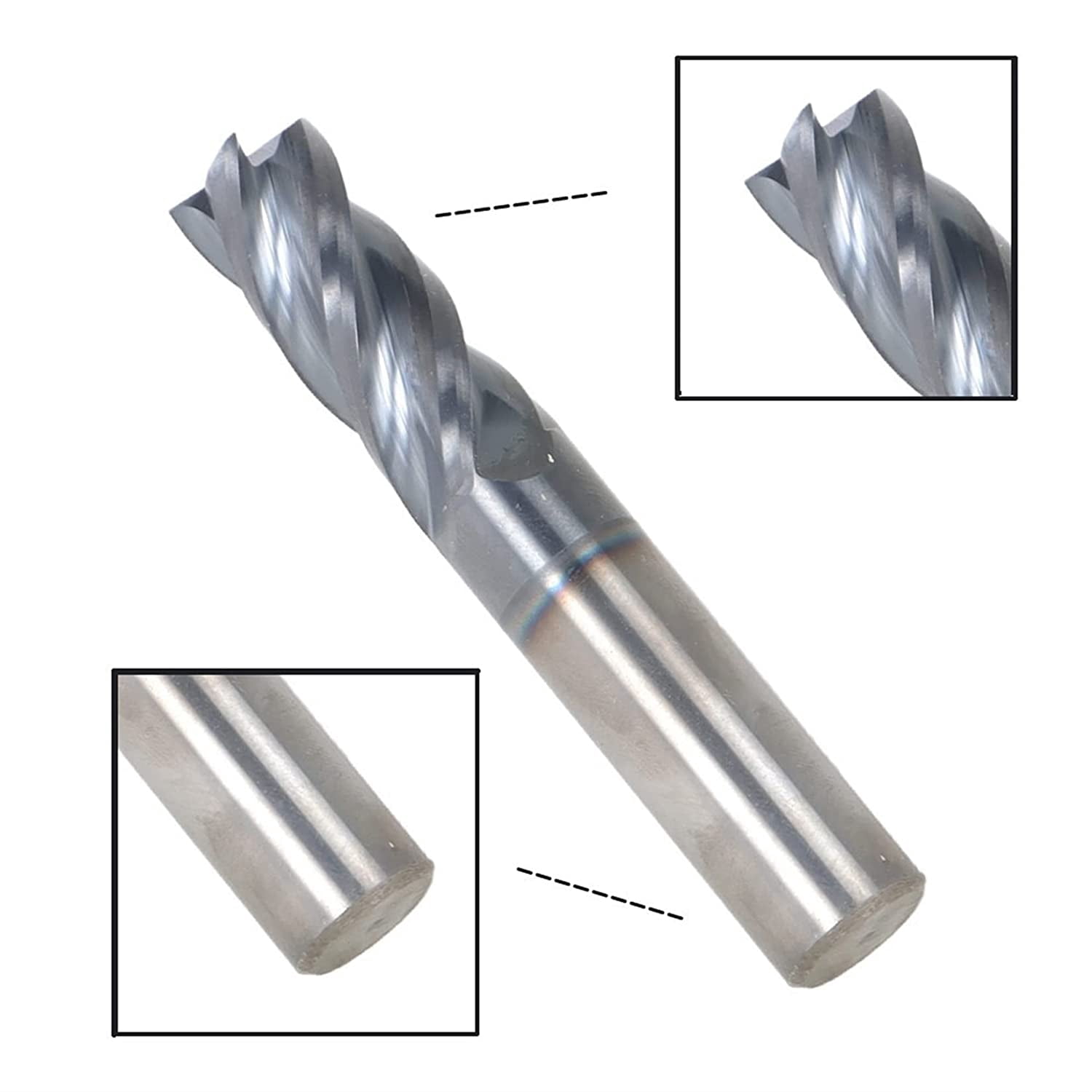 SEBLAFF 1/2 Inch Helix Carbide End Mill Tialn Coated 4 Flute 1-1/4 Inch Length of Cut Fit for Aluminum Cut Non-Ferrous Metal Upcut CNC Spiral Router Bit